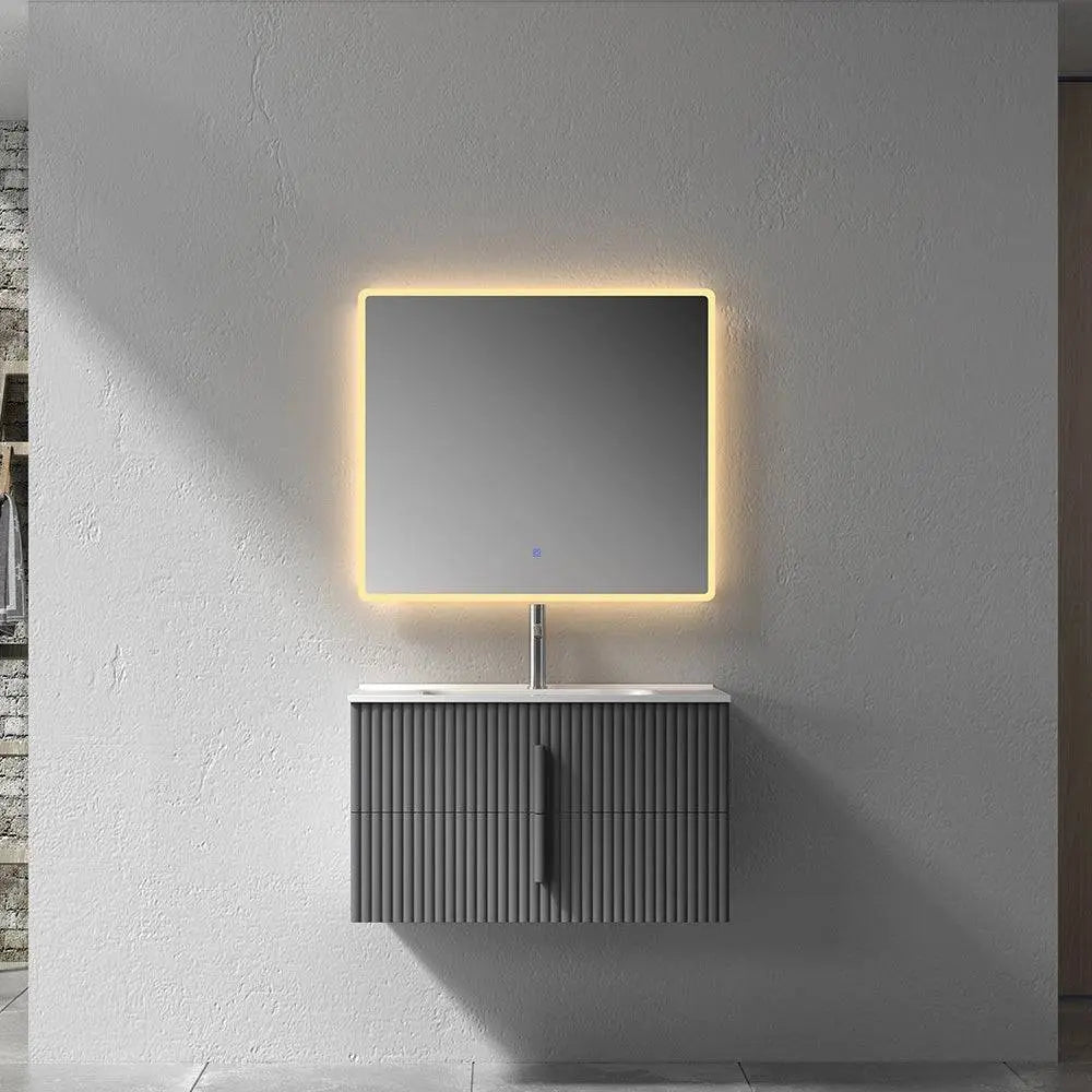 Elegant Grey Cabinet Set with LED Mirror - SY & CO. INTERNATIONAL TRADING CORP.